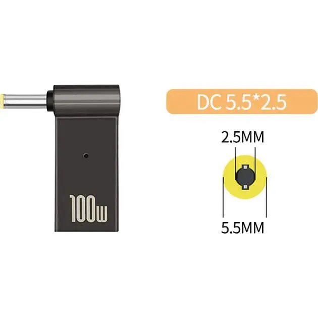 Перехідник STLab USB-C Female to DC Male Jack 5.5x2.5mm PD 100W Black [152525] - фото 3