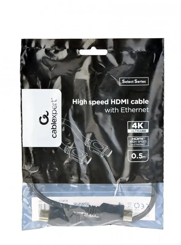 Кабель Cablexpert HDMI - HDMI v.2.0, вилка/вилка, 0.5 м Black (CC-HDMI4L-0.5M) - фото 2