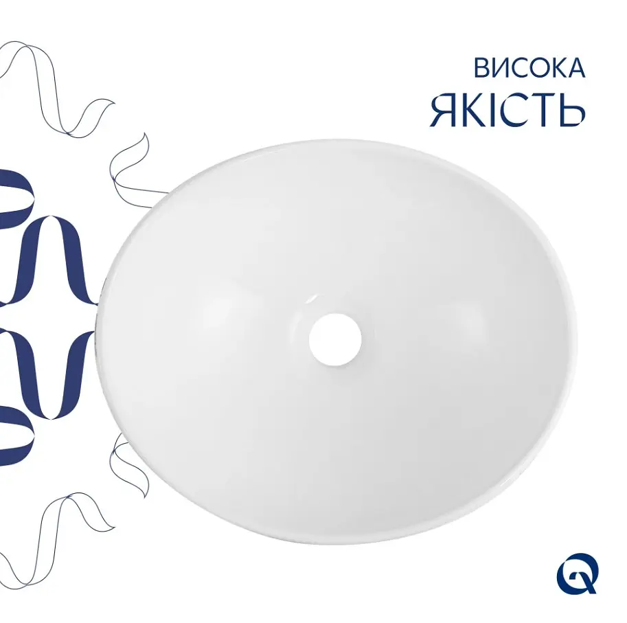 Раковина накладна Qtap Dove, Marble, овальна, з донним клапаном QTDOV188SB49785 - фото 3