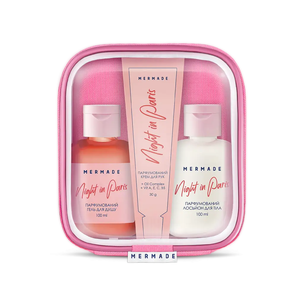 Набір Mermade Night in Paris Body Care: лосьйон для тіла 100 мл + гель для душу 100 мл + крем для рук 30 г + косметичка - фото 2
