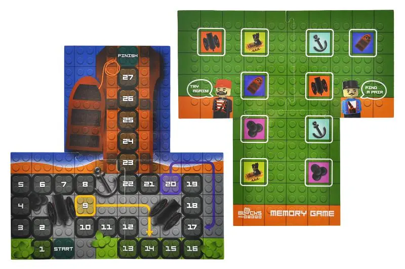 Конструктор блоковий QB300-104 "Block&Steps: Піратський корабель" + ходилка та меморі гра 3в1, 41дет. qbee - фото 10
