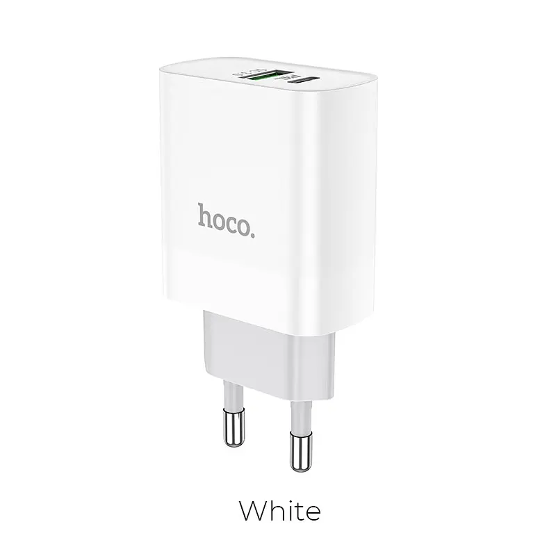 Блок адаптер сетевой Hoco Rapido C80A 2 выхода USB + Type-C 20 W белый - фото 3