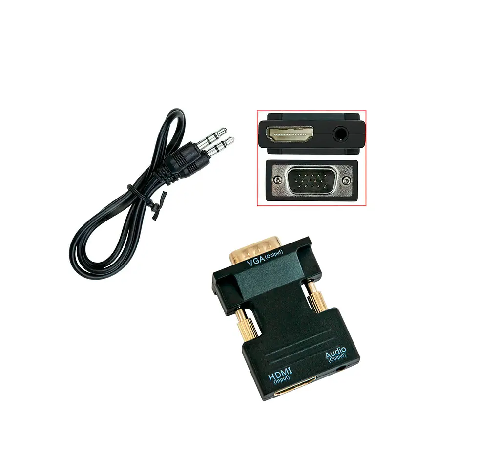 Перехідник з hdmi на vga з аудіо 5х3.5 см конвертер hdmi vga чорний - фото 2