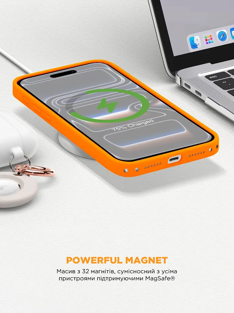 Силиконовый чехол с MagSafe для Apple iPhone 17 Pro Max, ICON2 MagCase, оранжевый, противоударный, панель с мягкой подкладкой, защита всего корпуса, поддержка беспроводной зарядки, совместим с защитными стеклами и пленками, ArmorStandart (ARM86682) - фото 8