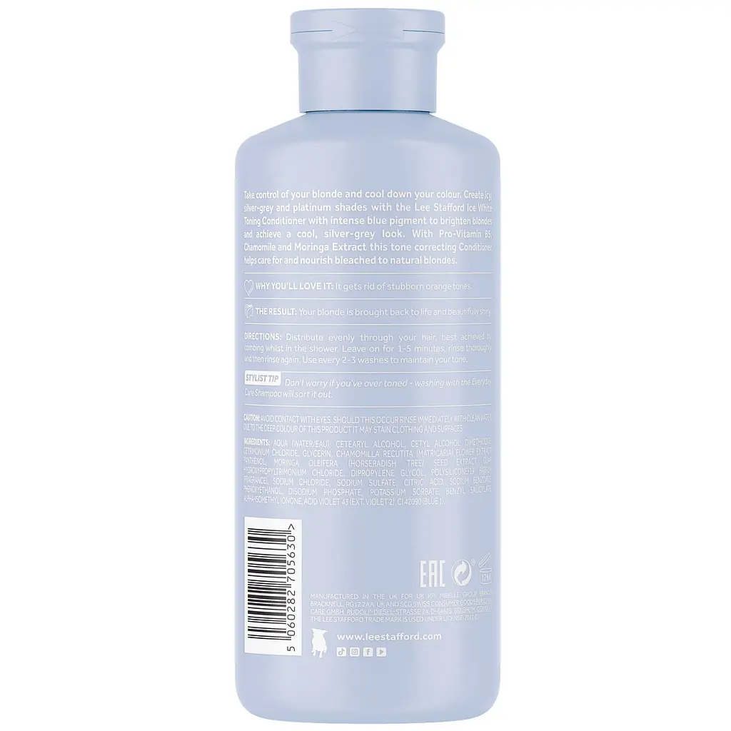 Кондиціонер для волосся Lee Stafford Bleach Blondes Ice White Toning Conditioner із синім пігментом 250 мл - фото 2