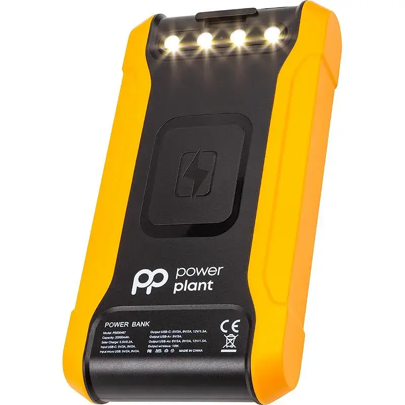 Батарея універсальна PowerPlant 20000mAh, PD/18W, QC3.0, USB-C, USB-A*2, Wireless, Solar panel (PB930487) - фото 4