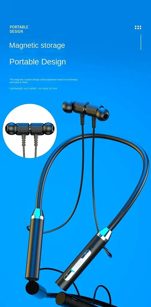 Беспроводные нашейные наушники WH001K, BT5.0, вакуумные, IPX5, 280mAh, 8h, black - фото 11