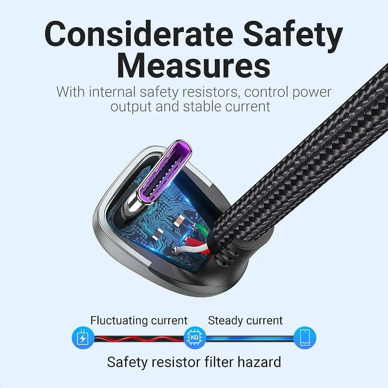 Кабель USB 2.0 AM-Type-C M, 1.5м 66W aluminum alloy, 180° U-Shaped Vention - фото 6