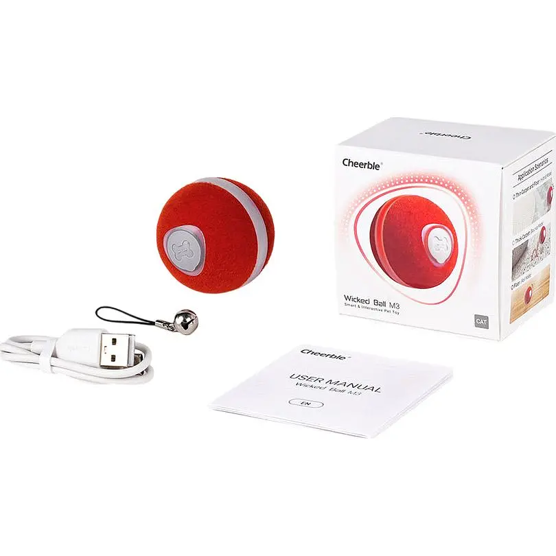 Розумний м'ячик для котів Cheerble Wickedball Mini Artificial Wool Red (C0419-R) [168098] - фото 7