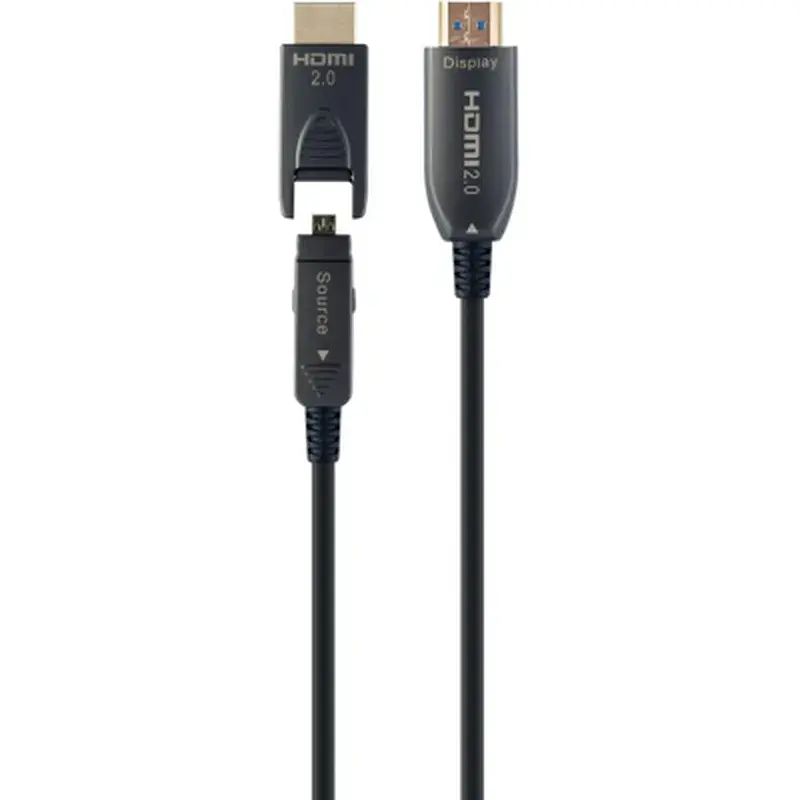Кабель мультимедійний HDMI M to HDMI M 30.0m V2.0 AOC 4K60Hz gold Cablexpert (CCBP-HDMID-AOC-30M) - фото 2