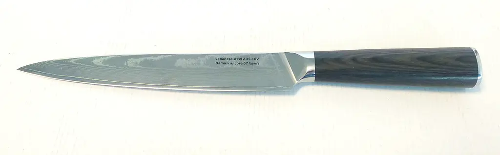 Ніж слайсер Damascus DK-HJ 6008 AUS-10 дамаська сталь 67 шарів лезо 20 см - фото 2