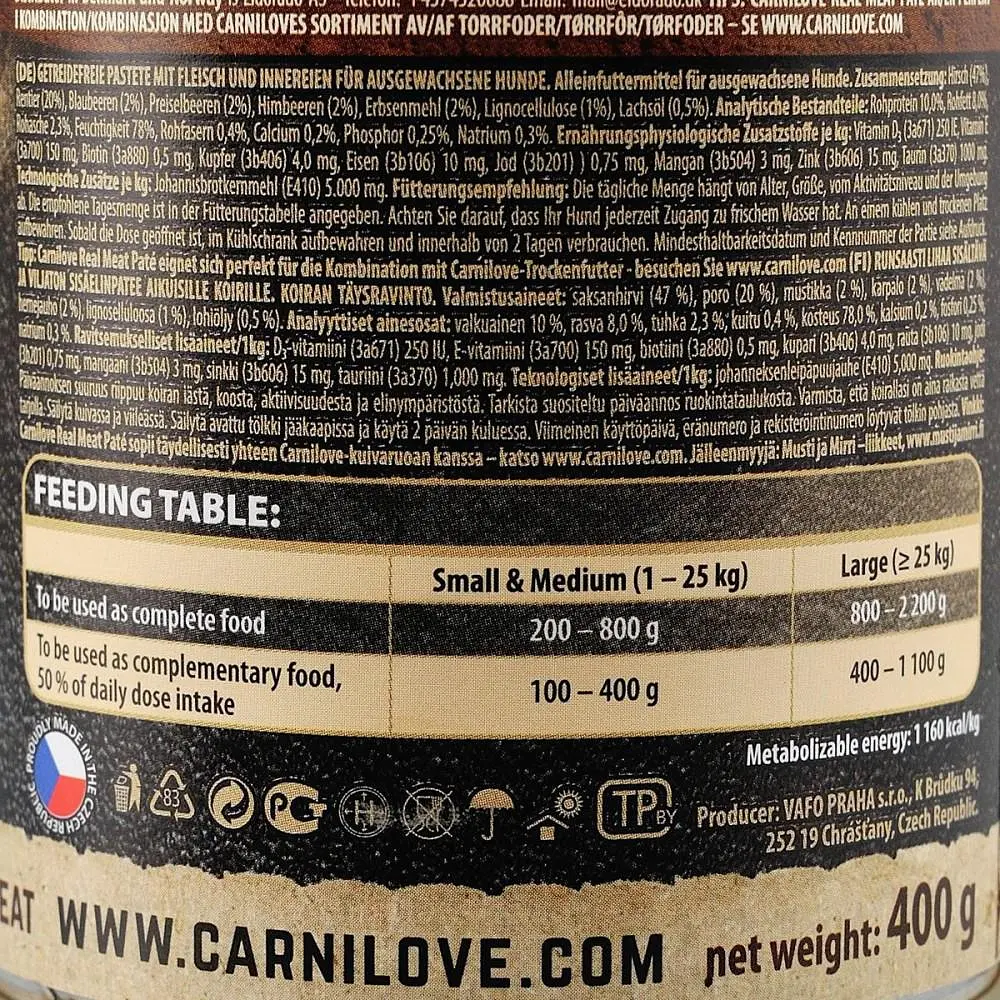 Влажный корм для собак Carnilove Venison & Reindeer 400 г (оленина) - фото 6