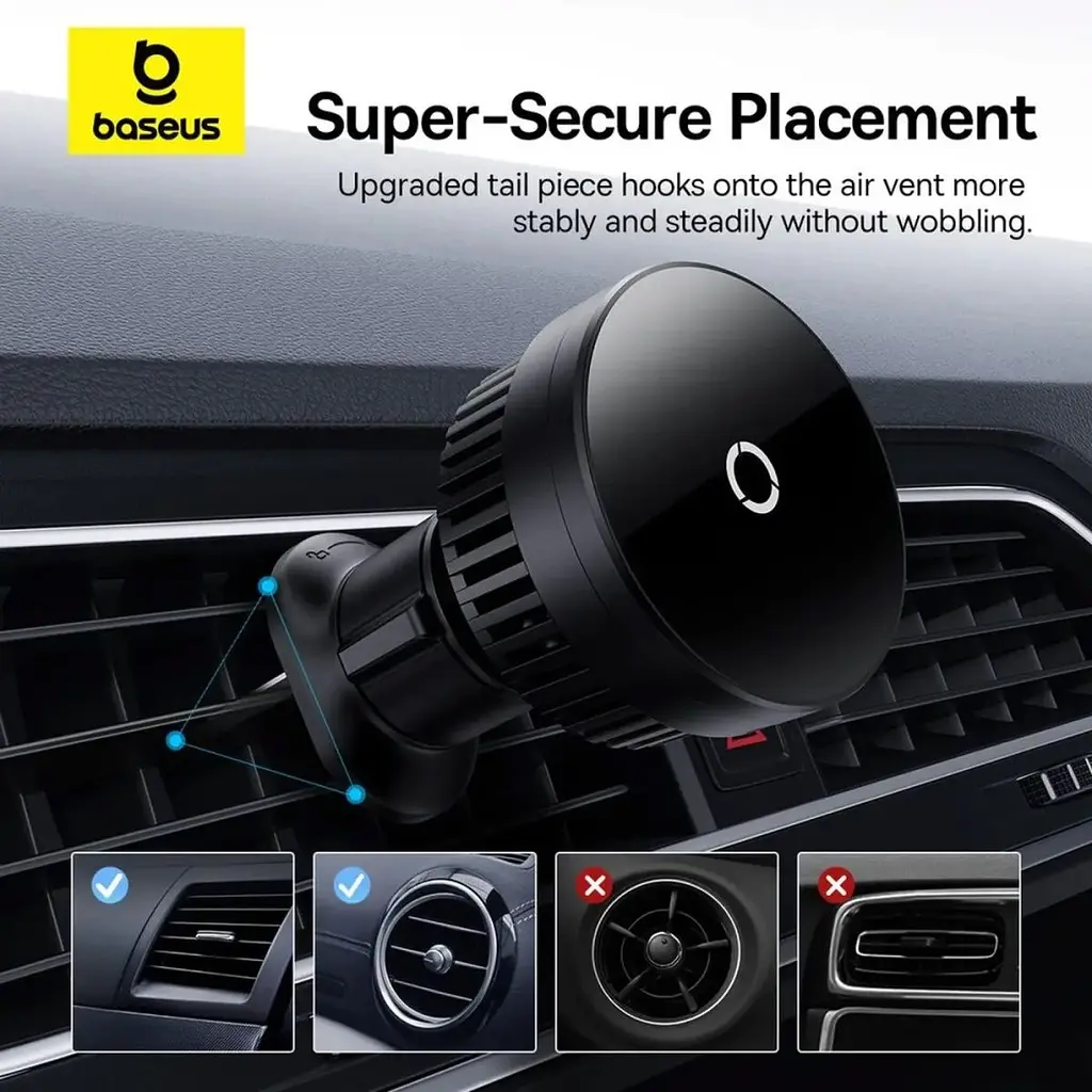 Автотримач із бездротовою зарядкою Baseus MagPro Series Air Vent Version 15W Black (C40164100121-00) [168717] - фото 11