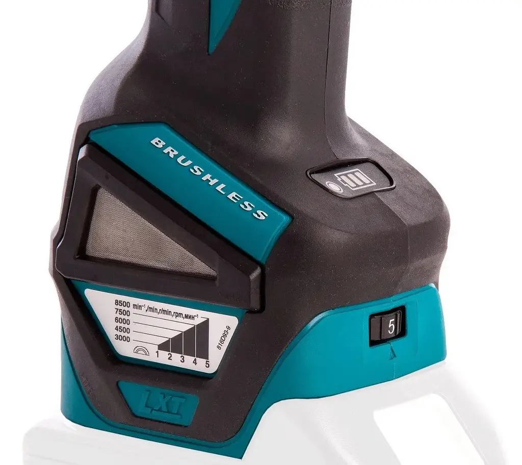 Шліфмашина кутова акумуляторна Makita DGA513Z (125 мм, 3000-8500 об/хв, BL, LXT, без акумуляторів та зарядного пристрою) - фото 6