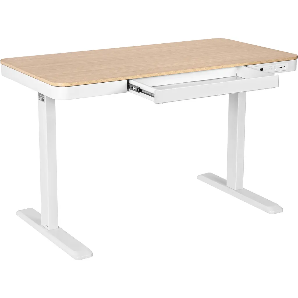 Стіл комп'ютерний 2E СЕ218D-MOTORIZED, регулювання висоти, електропривід 220В, (USB-A/USB-C), 72/120х118x60 см, бежевий - фото 2