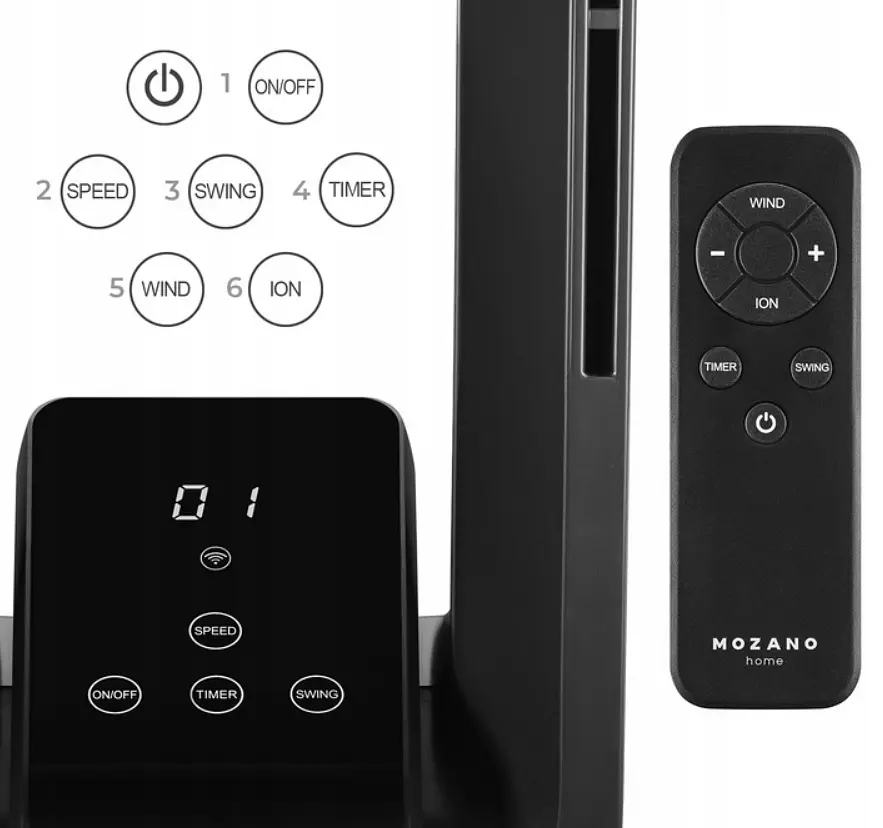 Колонний вентилятор 4в1 РОЗРОБКА 2023 Mozano Air Flow Pro чорний WiFi - фото 4