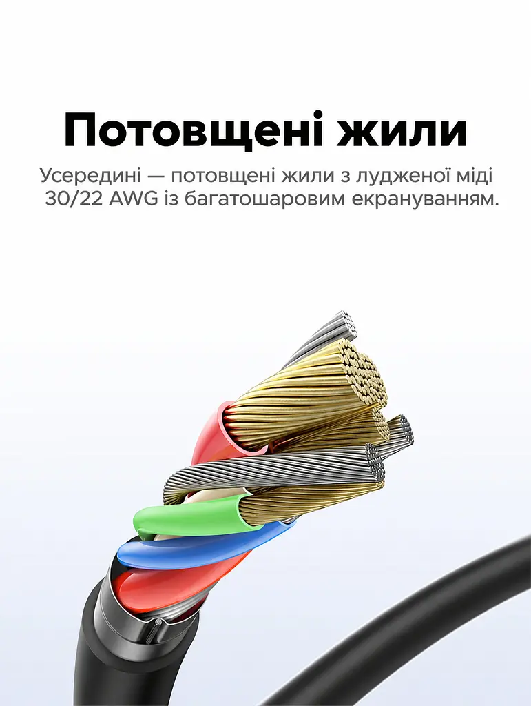Кабель UGREEN L309 USB-A - USB-C QC 3.0 18 Вт 0,5 м чорний (95796) - фото 6