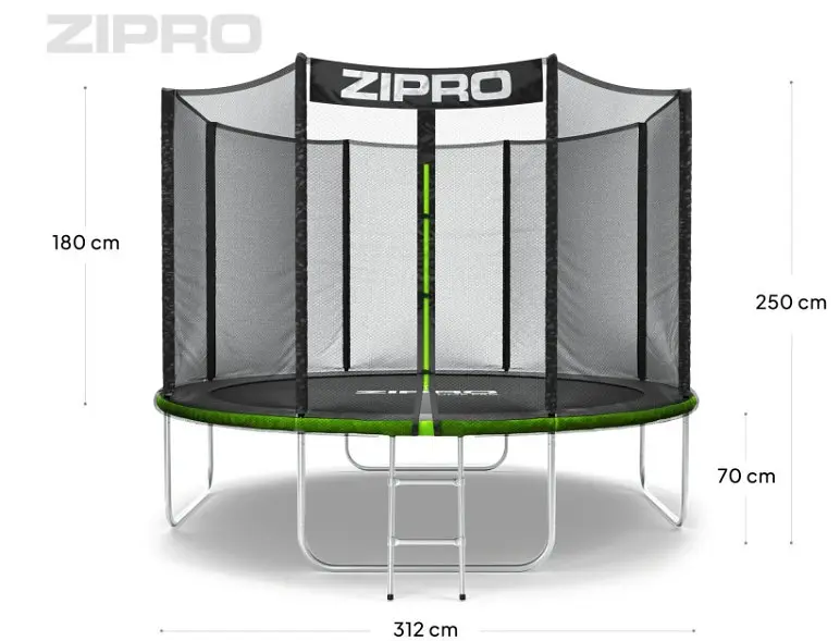 Батут із внутрішньою сіткою Zipro Jump Pro 10 футів 312 см чорно-зелений (5902659840721) - фото 6