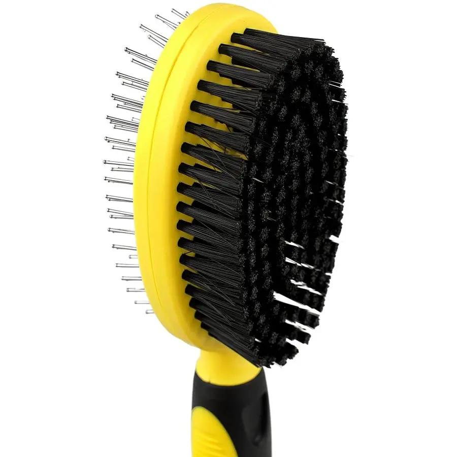 Щітка для собак і котів Bronzedog масажна двостороння з кутовими зубцями 24х7 см - фото 3