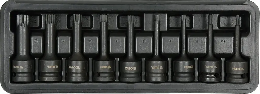 Набір ударних головок 1/2" 4-16 мм SPLINE Yato у кейсі, 9 шт