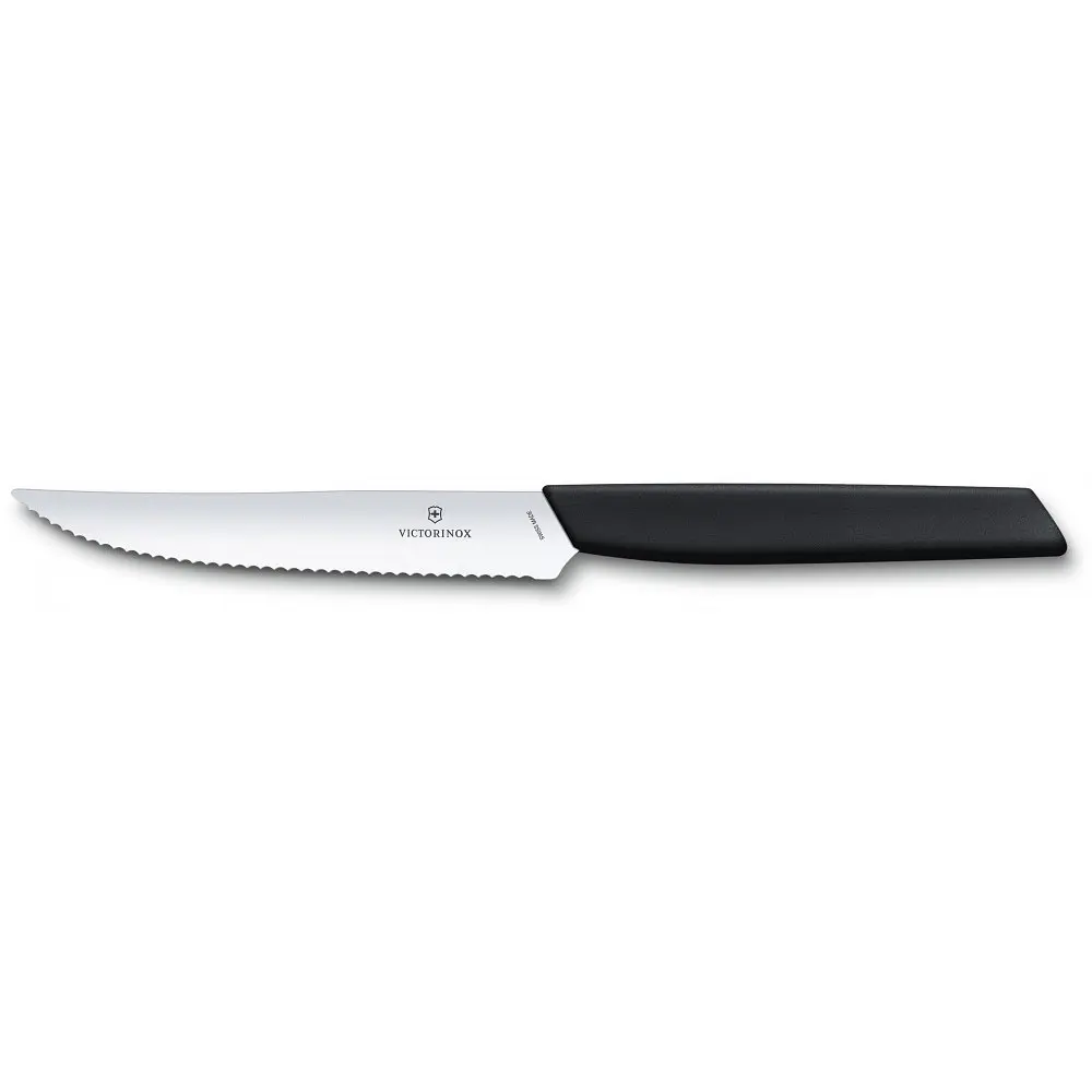 Кухонний ніж Victorinox Swiss Modern Steak&Pizza 12см хвил. з черн. ручкою - фото 2