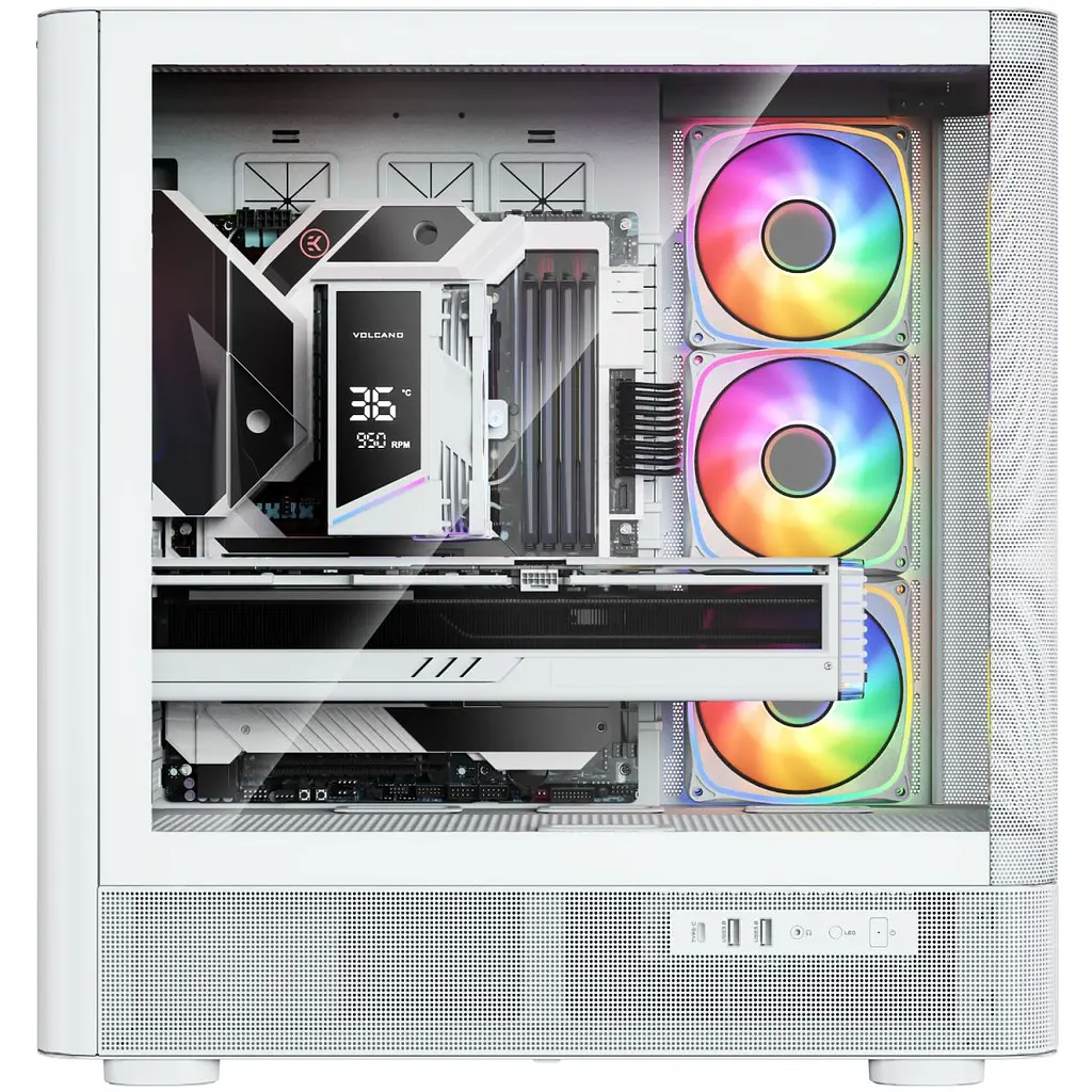 Корпус Modecom VOLCANO AQ500 ARGB MIDI FRONT LCD 6,2”, 4x120 мм fans WHITE без БЖ ATX (MC-A-AQ500-4FA-W) - фото 2