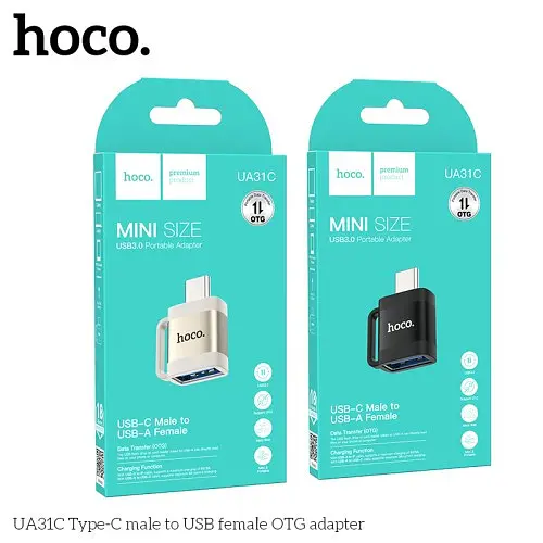 Перехідник HOCO UA31C Type-C male to USB female OTG adapter чорний - фото 2