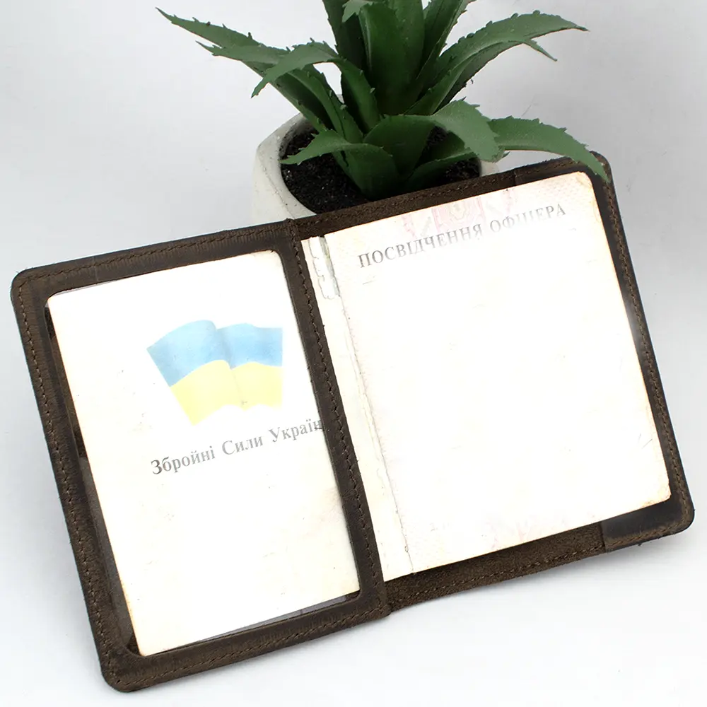 Обкладинка для посвідчення офіцера коричнева шкіряна - фото 2