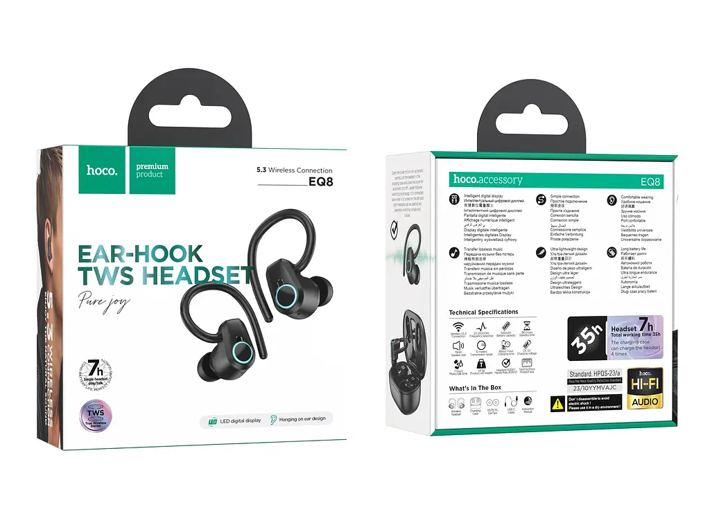 Наушники Hoco EQ8 Pure joy in-ear true wireless BT headset Black - фото 3