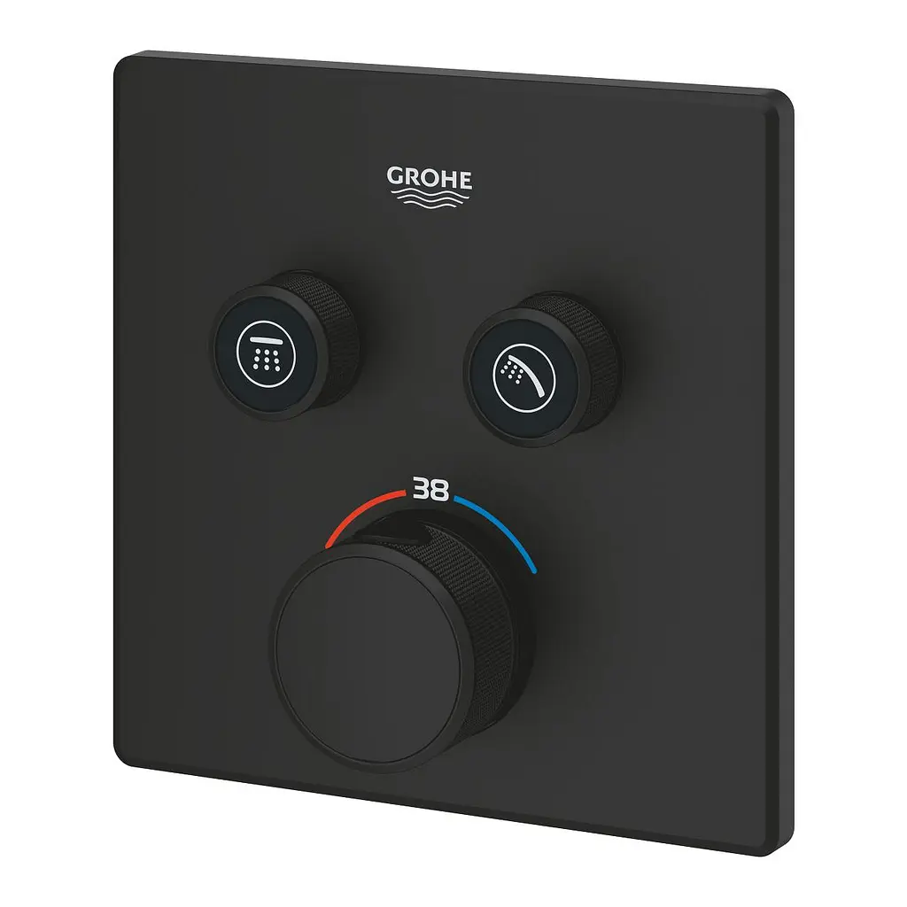 Термостат прихованого монтажу з 2 кнопками управління Grohe Grohtherm SmartControl 102166KF00, Чорний матовий - фото 4