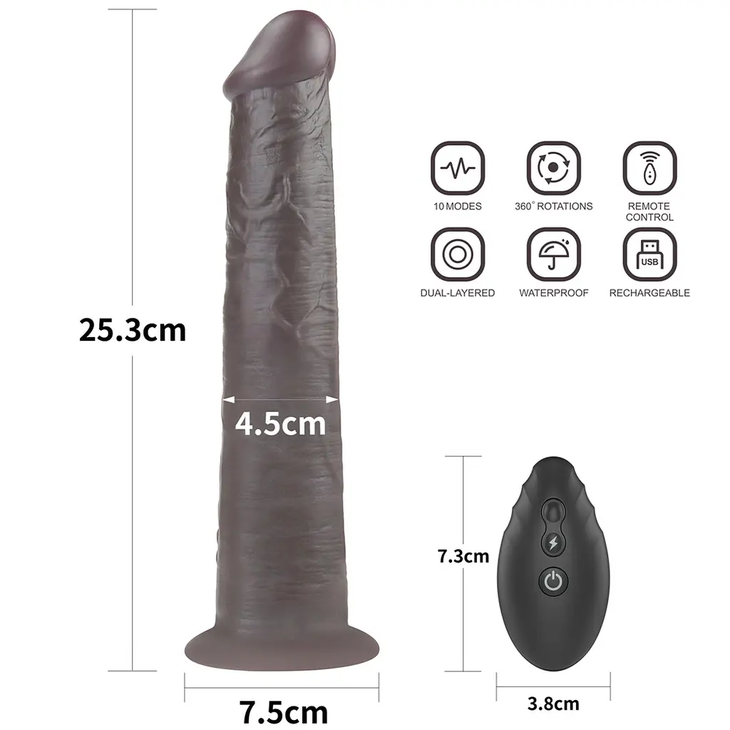 Вибратор Lovetoy Dual-Layered Silicone Nature Cock 10apos;apos; 25.3 см (черный) - фото 6