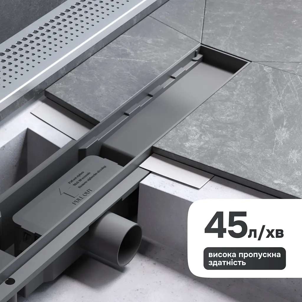 Трап для душу лінійний AM.PM Primeflow Cut Gradient 700 мм, універсальний затвор, хром (W02SC-P11-070-01SB) - фото 6