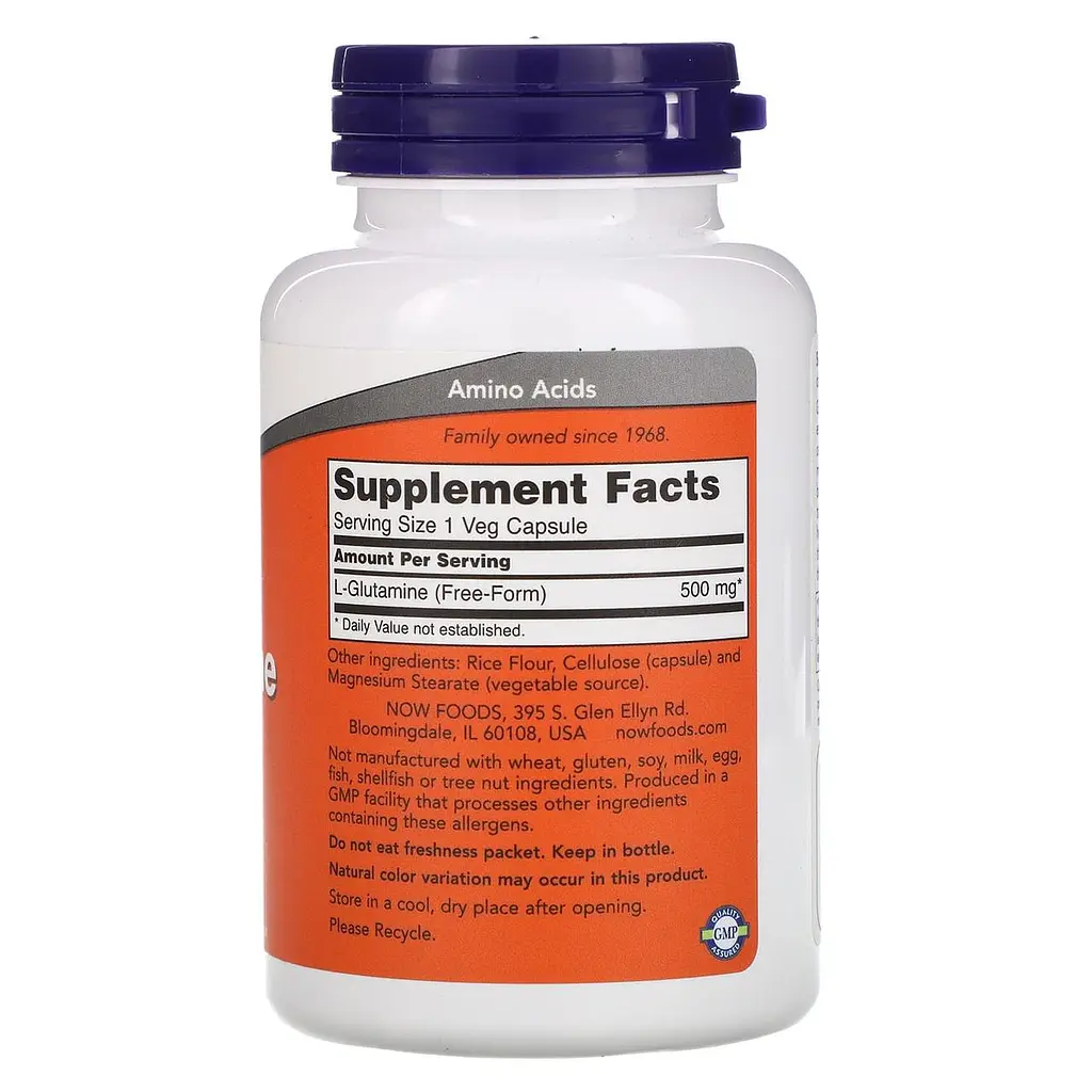 L-глютамін Now Foods L-Glutamine 500 мг 120 вегетаріанських капсул - фото 2