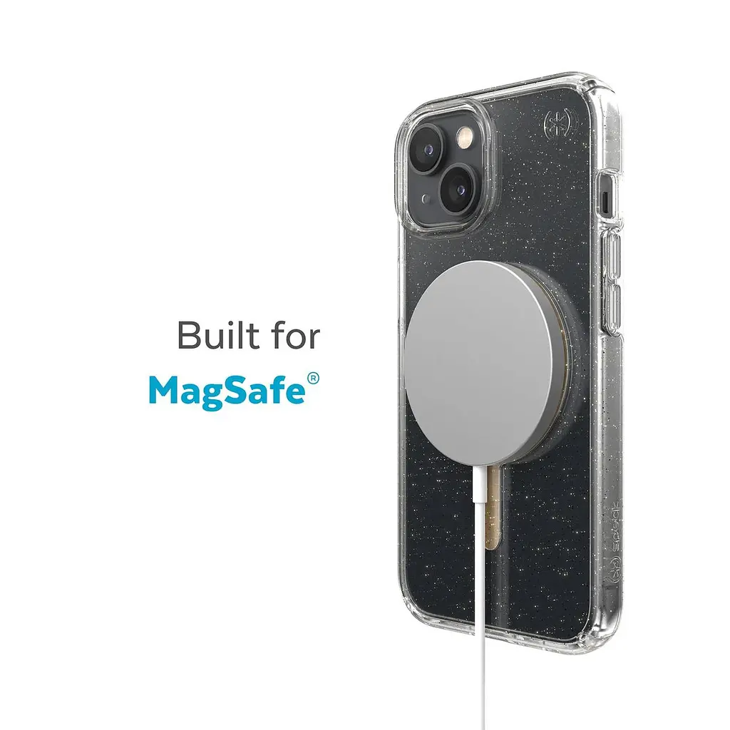 Чохол прозорий протиударний із блискітками Speck Presidio Clear Glitter MagSafe 150121-9221 для iPhone 14 Plus/15 Plus (6.7") - фото 5