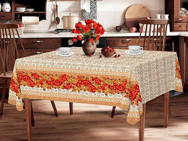 Скатертина Ecotton 150х200 см бавовняна з рогожки 21005/1 Горобина (21621) - фото 3