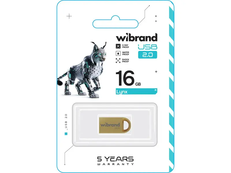 Флешка Wibrand 16 GB Lynx Gold USB 2.0 (WI2.0/LY16M2G) - фото 2
