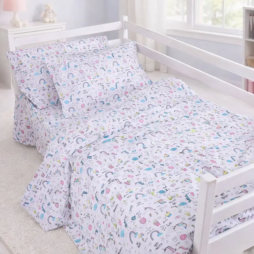 Простыня MirSon бязь Kids Time Tiny Unicorn pink 110x160 см (2200012579527) - фото 4