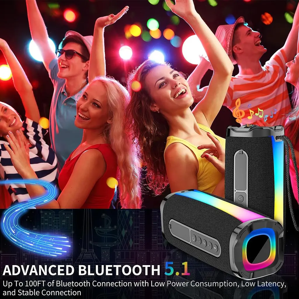 Портативні Bluetooth-динаміки BESNOOW, бездротова акустична система потужністю 20 Вт з гучним стереозвуком HD, час відтворення 18 - фото 5