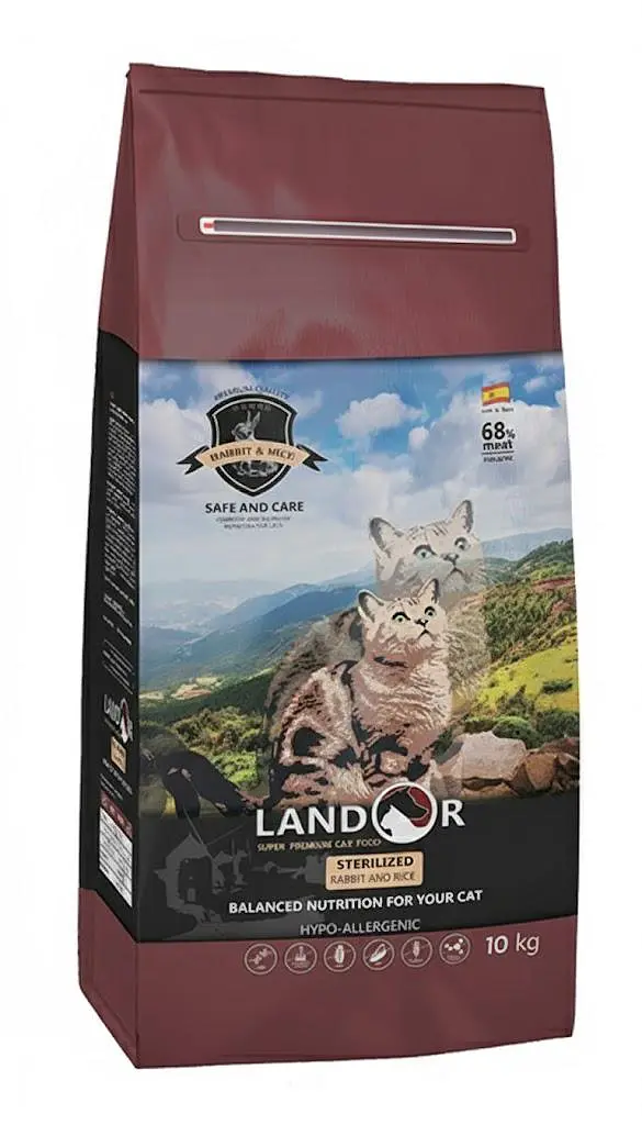 Сухий корм Landor Sterilized Rabbit&Rice для котів із надмірною вагою та стерилізованих Кролик із рисом 10 кг