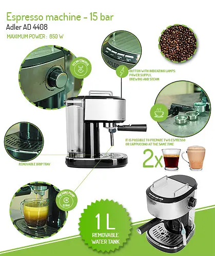 Еспресо-машина Adler AD 4408 - фото 7