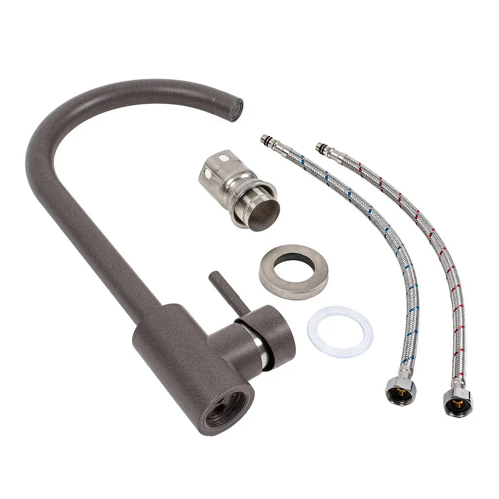 Змішувач кухонний Platinum 56 B NESP (3008 А) поворотний одноважільний з нержавіючої сталі гренадін - фото 2