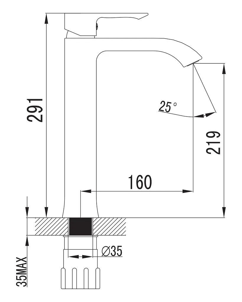 Cмеситель для раковины высокий Imprese Vyskov 05340-H, Хром - фото 2