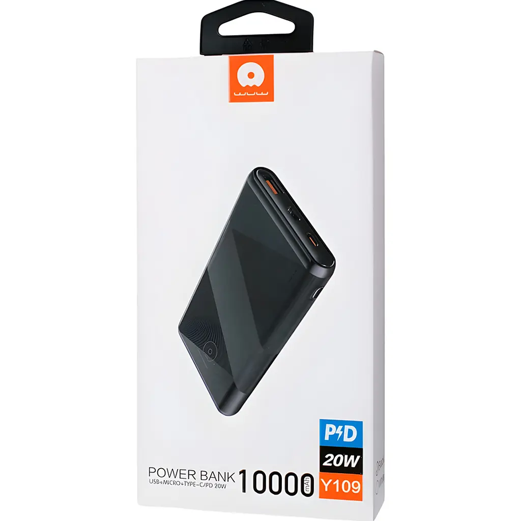 Зовнішній акумулятор WUW Y109 10000mAh 20W Black [111091] - фото 3