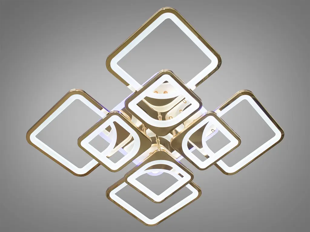 Люстра стельова LED Diasha 8060/4+4G, 190W, 3200K-6500K, золото, сучасний стиль для дому - фото 2