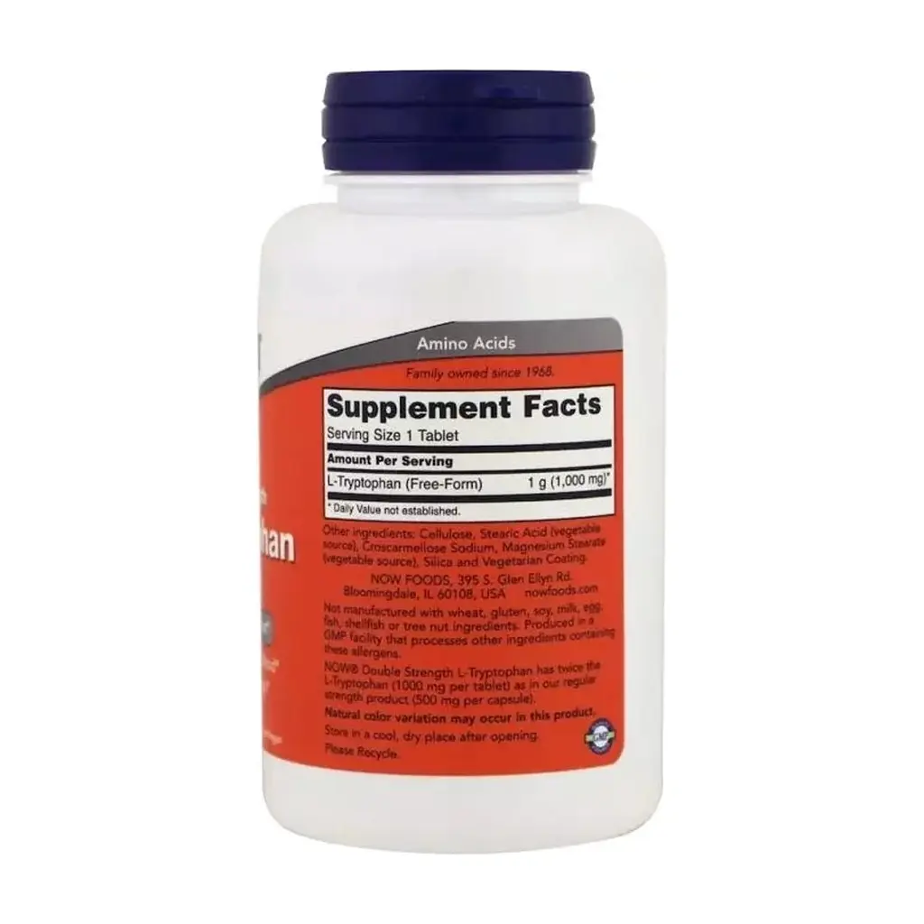 Амінокислота Now Foods L-Триптофан, подвійний концентрації, 1000 мг, L-Tryptophan, (NOW-00169) - фото 2
