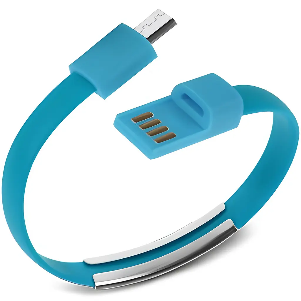 Кабель-браслет micro USB 2.0, синий RTL