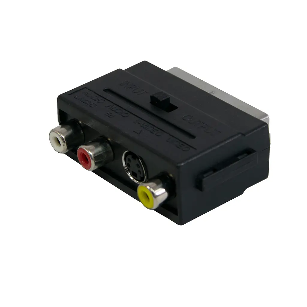 Перехідник SCART – 3 RCA + S-Video SH 3009, аудіо-відео адаптер, 21-пін Скарт-тюльпан із перемикачем in/out - фото 3
