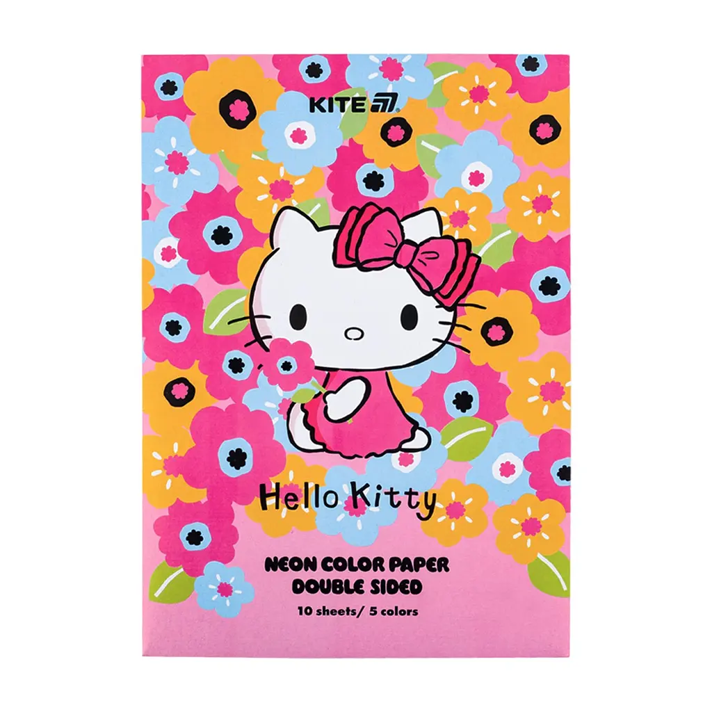 Кольоровий папір Kite А4 неоновий Hello Kitty (10 аркушів/ 5 кольорів) (HK24-252-1)