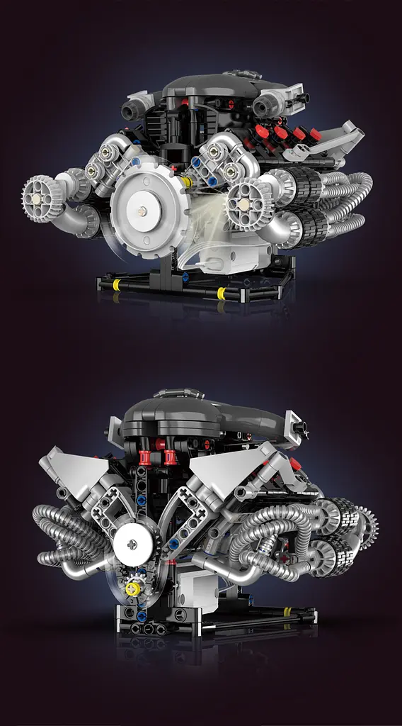 Конструктор двигатель V12 Aston Martin Valkyrie аккумуляторный конструктор двигателя внутреннего сгорания с приложением, детский конструктор для детей и взрослых, 689 деталей - фото 4