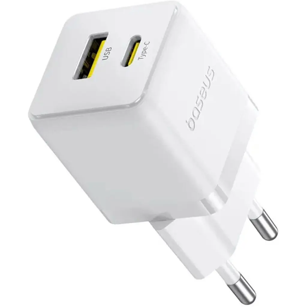 Зарядний пристрій Baseus 1xUSB-C 30 Вт + 1xUSB білий (P1011160A213-00)